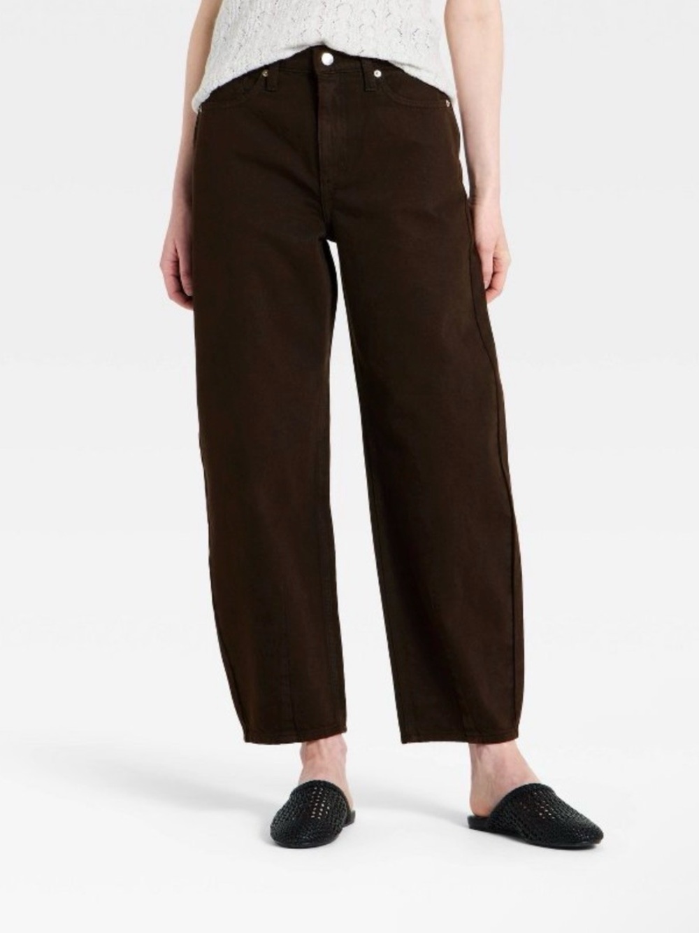 6 Long Women's High-Rise Easy Barrel Jeans - Universal Thread™ Brown